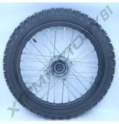 ROUE AVANT 14' 60/100-14 MOYEU GRIS JANTE NOIRE ENTRAXE 100MM RLMT D14MM DIRT BIKE