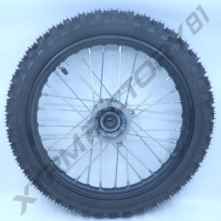 ROUE AVANT 14' 60/100-14 MOYEU GRIS JANTE NOIRE ENTRAXE 100MM RLMT D14MM DIRT BIKE