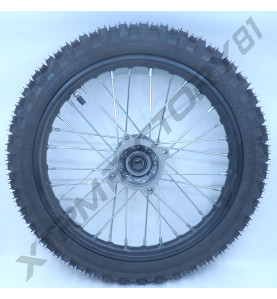 ROUE AVANT 14' 60/100-14 MOYEU GRIS JANTE NOIRE ENTRAXE 100MM RLMT D14MM DIRT BIKE