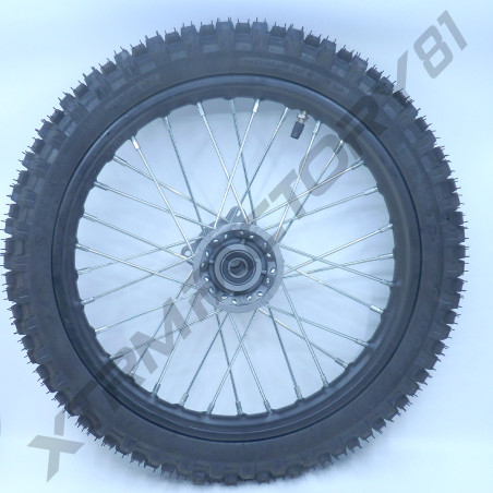 ROUE AVANT 14' 60/100-14 MOYEU GRIS JANTE NOIRE ENTRAXE 100MM RLMT D14MM DIRT BIKE