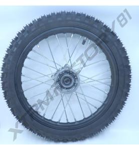 ROUE AVANT 14' 60/100-14 MOYEU GRIS JANTE NOIRE ENTRAXE 100MM RLMT D14MM DIRT BIKE