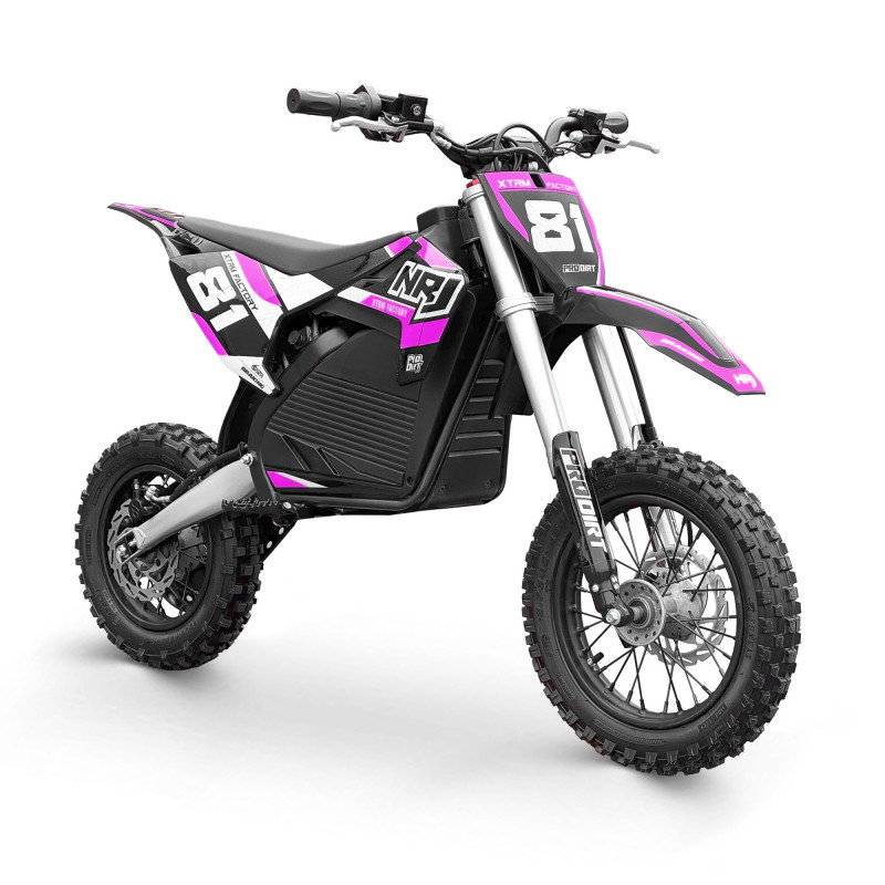 Dirt bike enfant électrique lithium 1000W NRJ 12/10 Rose