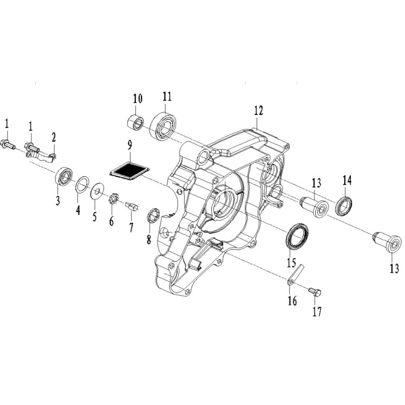 Pièces détachées - MINI CROSS MX60 BLACK - Carter moteur gauche