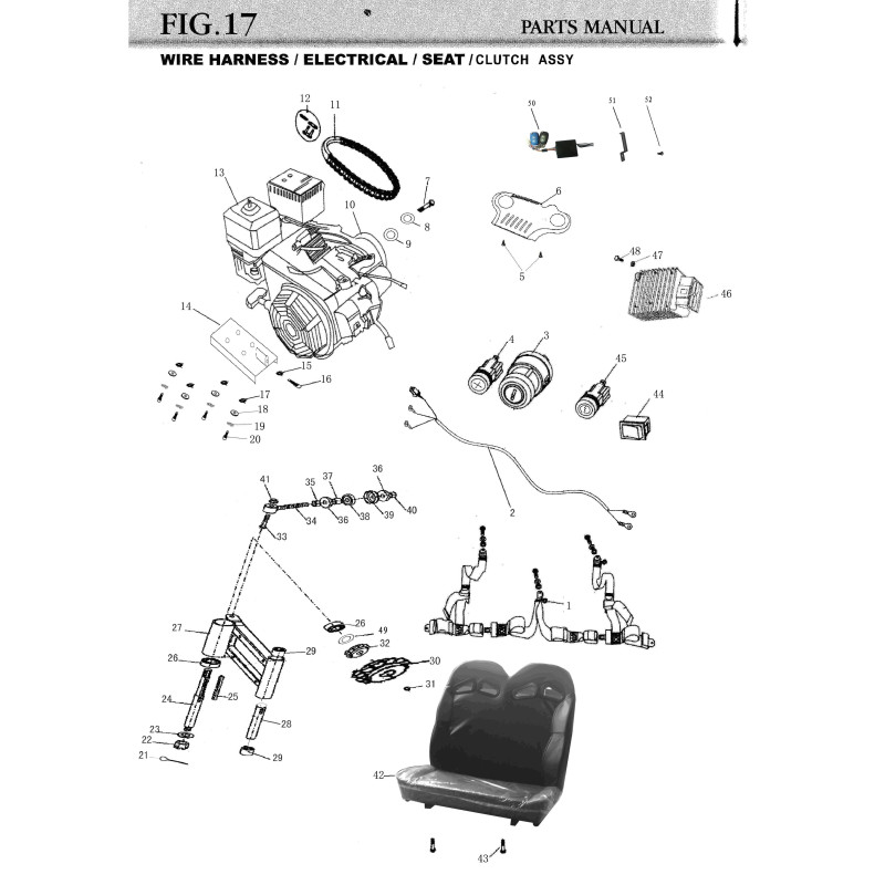 Pièces détachées - BUGGY 160CC - Moteur / assise