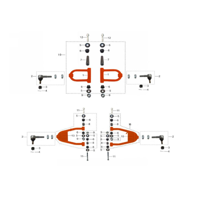 Pièces détachées - QUAD KAYO AU150 - Triangle supérieur et inférieur