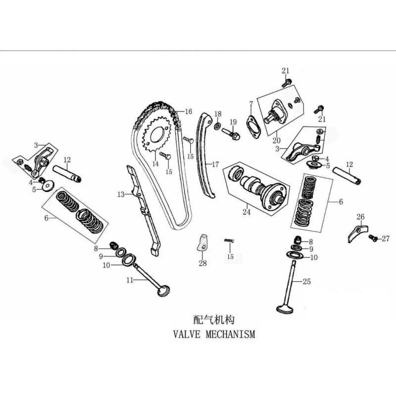 Pièces détachées - QUAD KAYO A200 - Distribution