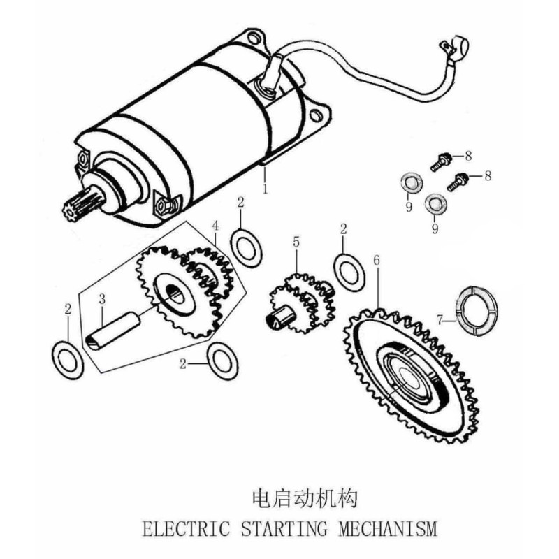 Pièces détachées - QUAD KAYO A200 - Démarreur électrique