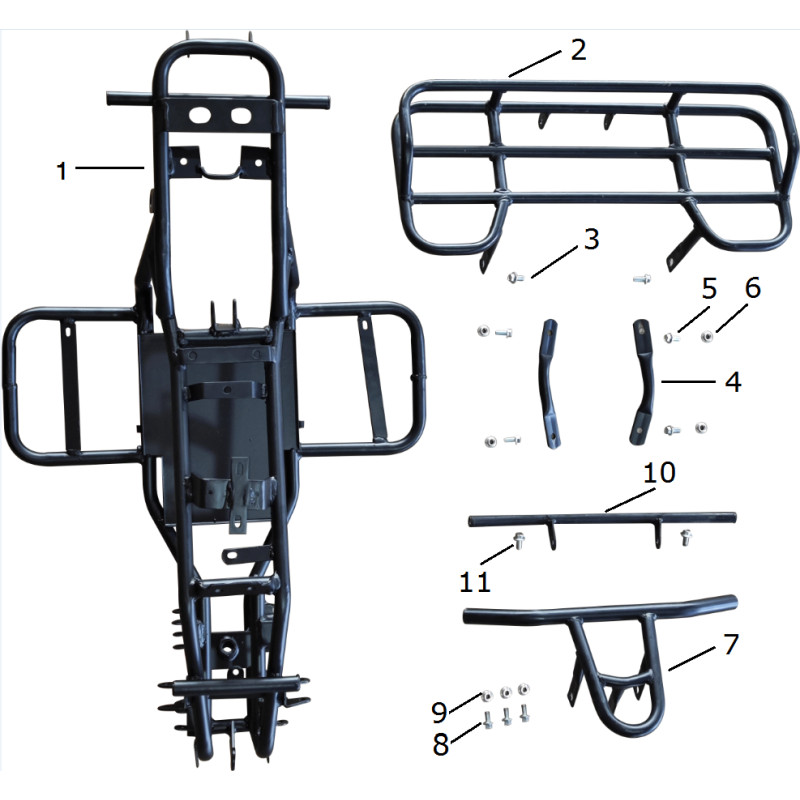 Pièces détachées - POCKET QUAD MINI BAZOU 1000W 2024 - CHASSIS