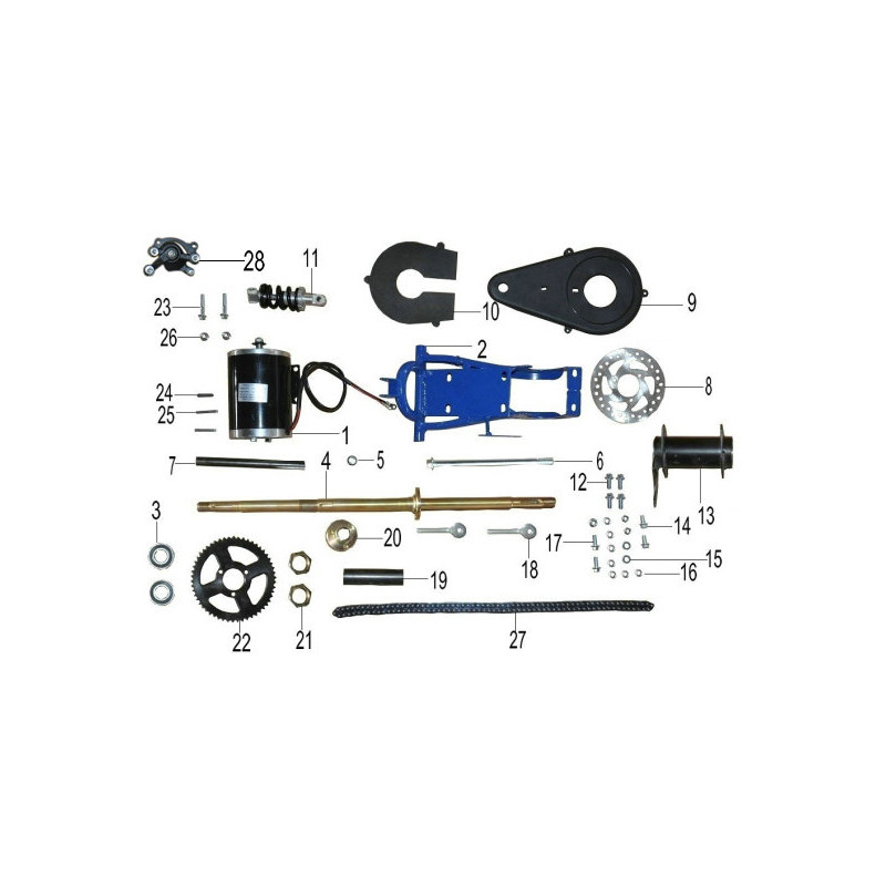 Pièces détachées - POCKET QUAD MINI BAZOU 1000W 2024 - TRAIN ARRIERE